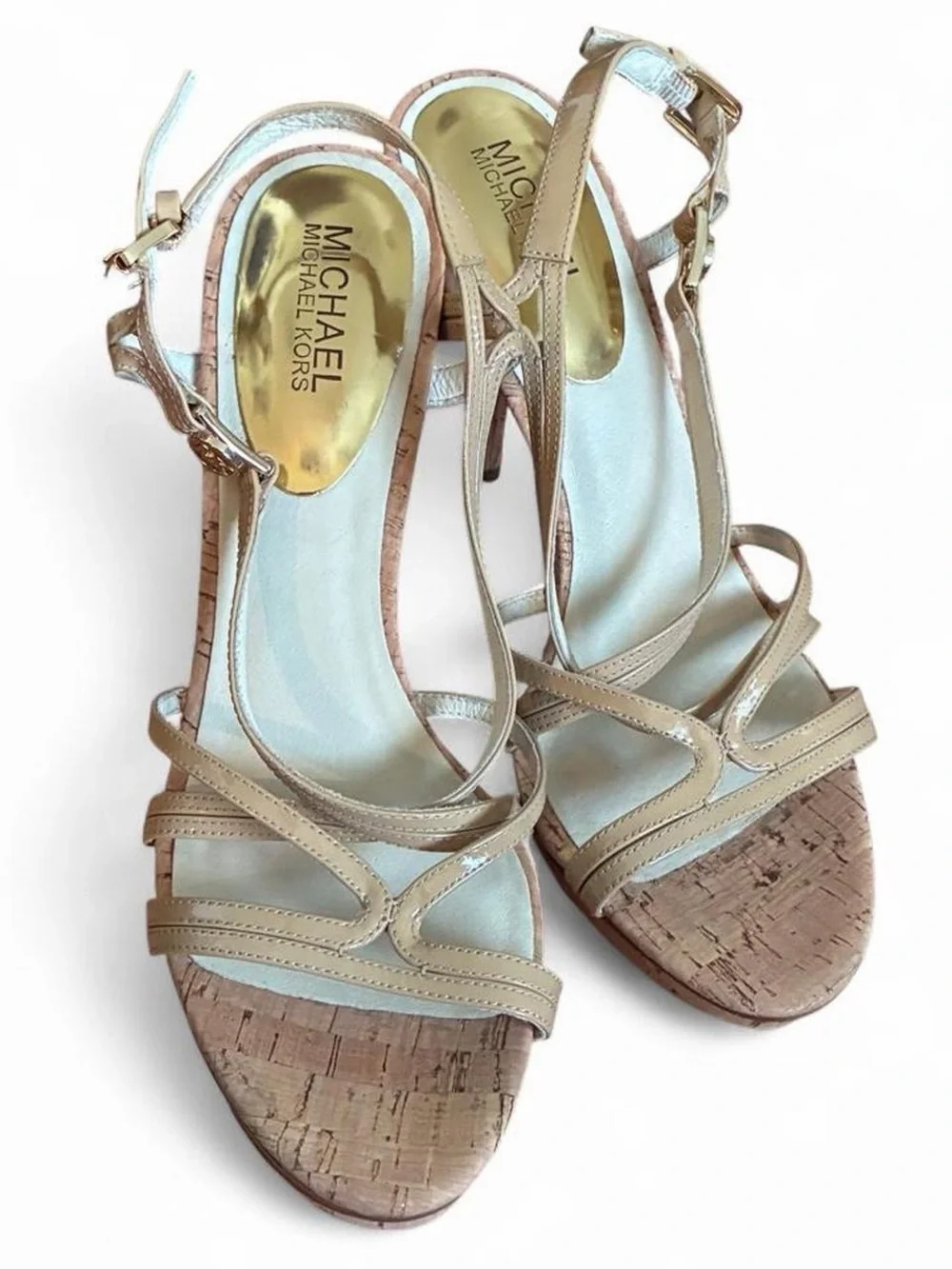 MICHAEL Michael Kors Beige Cork High-Heel Sandals